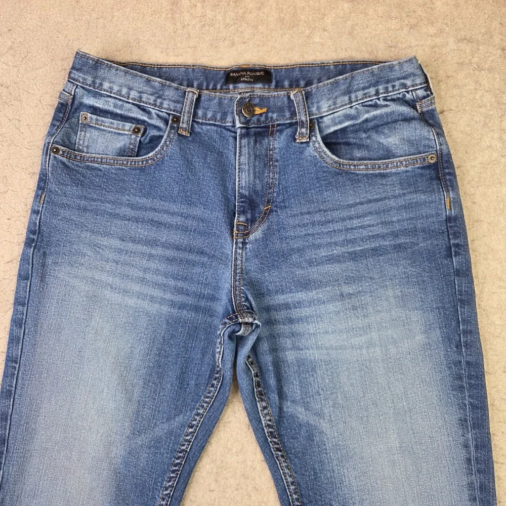 Banana Republic Athletic Jeans Mens 33x32 Blue Whisker Stretch Denim